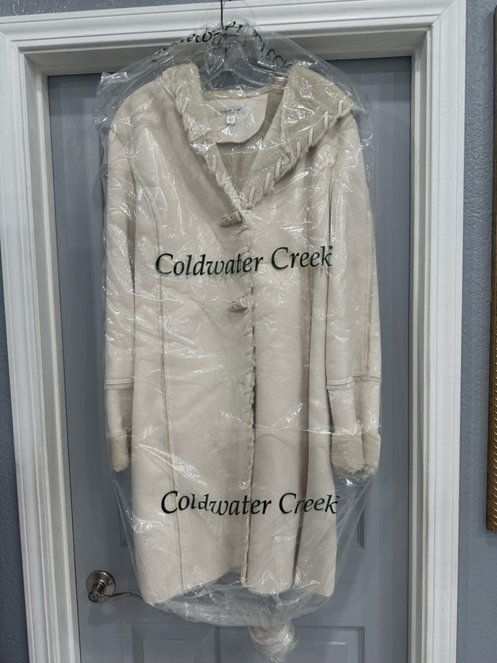 Coldwater Creek Cream Fleece Jacket with Hood Sz XL